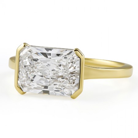 2.77 carat Radiant Cut Lab Diamond Bezel Set Ring flat