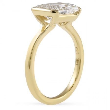 2.77 carat Radiant Cut Lab Diamond Bezel Set Ring flat