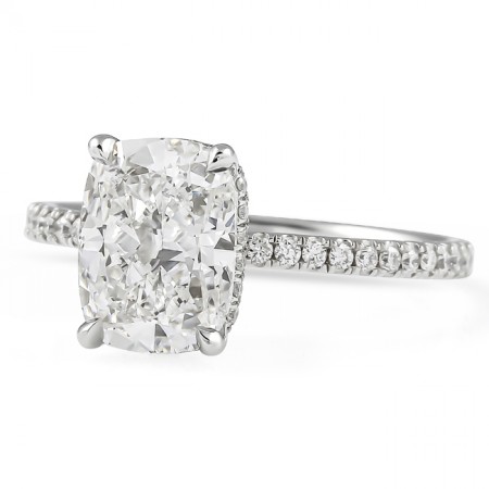 2.08 carat Cushion Cut Lab Diamond Signature Wrap Ring flat