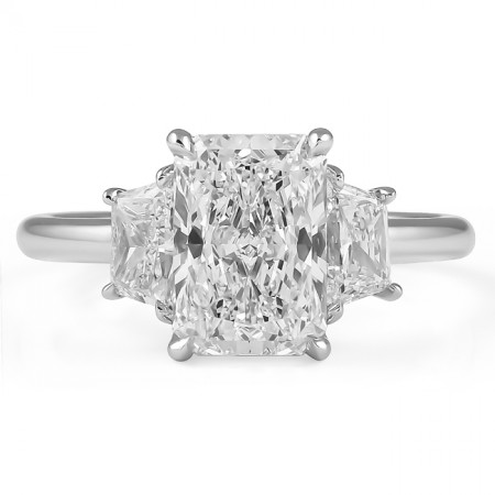 2.08 carat Radiant Cut Lab Diamond Three-Stone Engagement Ring flat