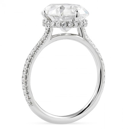 4.02 carat Antique Cushion Lab Diamond Compass Prong Ring flat