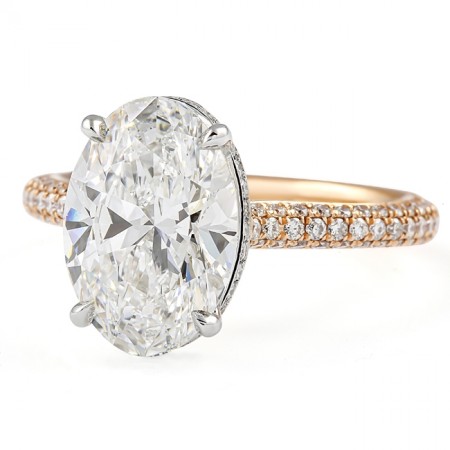 3.08 carat Oval Shape Lab Diamond Three-Row Ring flat