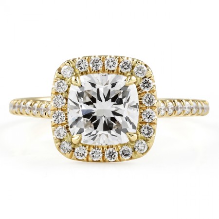 1.42 carat Cushion Cut Lab Diamond Halo Engagement Ring flat