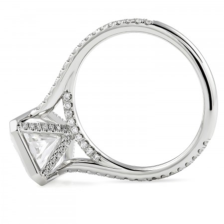 3.81 carat Radiant Cut Lab Diamond Bezel Set Ring flat