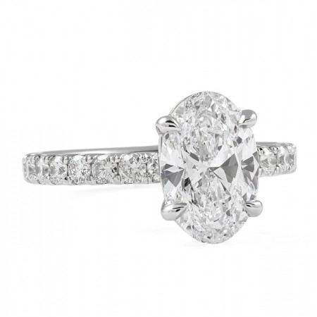 2.09 carat Oval Lab Diamond Thick Pave Ring flat