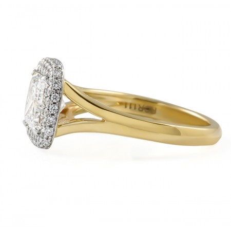 1.61 carat Princess Cut Lab Diamond Two-Tone Halo Split Ring flat
