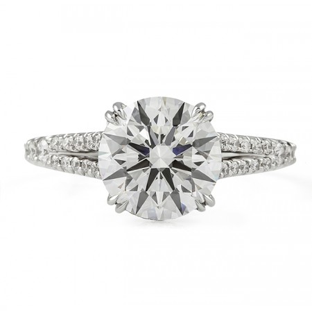 2.36 carat Round Lab Diamond Split Band Engagement Ring flat