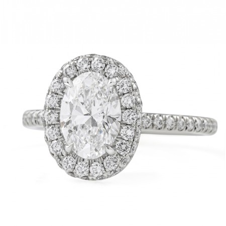 1.19 carat Oval Lab Diamond Double Edge Halo Ring flat