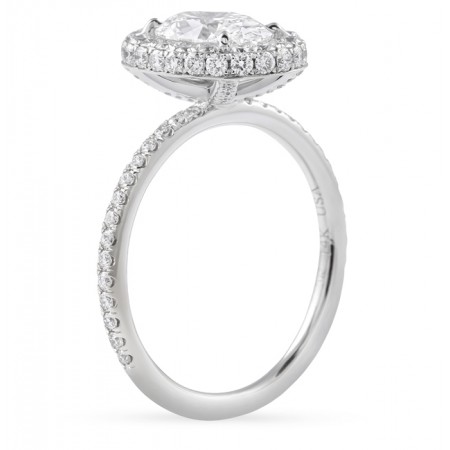 1.19 carat Oval Lab Diamond Double Edge Halo Ring flat