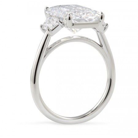 4.78 carat Radiant Cut Lab Three-Stone Engagement Ring flat