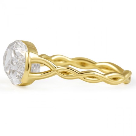 4.04 carat Hybrid Oval Lab East-West Half-Bezel Braided Ring flat