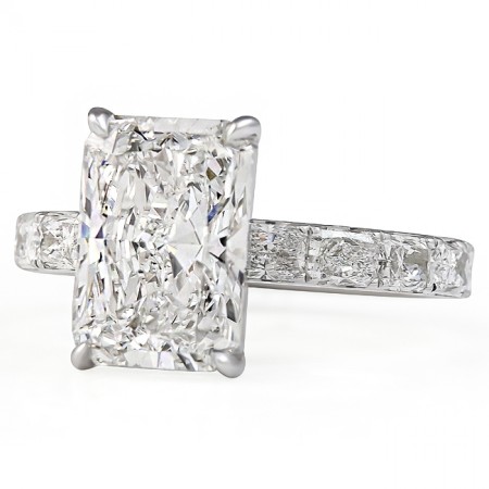 3.58 carat Radiant Cut Lab East-West Radiant Pave Ring flat