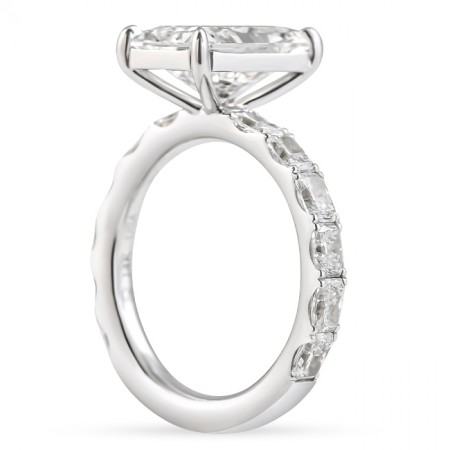 3.58 carat Radiant Cut Lab East-West Radiant Pave Ring flat