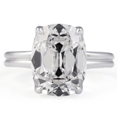 5.03 carat Antique Cushion Lab Diamond Lotus Double Band Ring flat