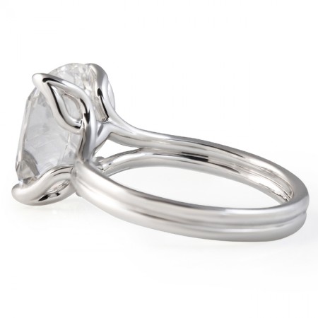 5.03 carat Antique Cushion Lab Diamond Lotus Double Band Ring flat
