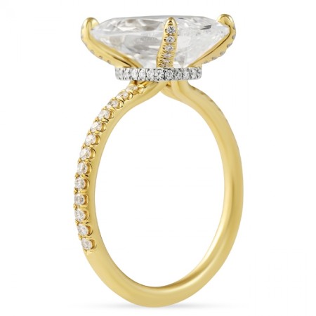 4.02 carat Antique Cushion Hybrid Lab Diamond Engagement Ring flat