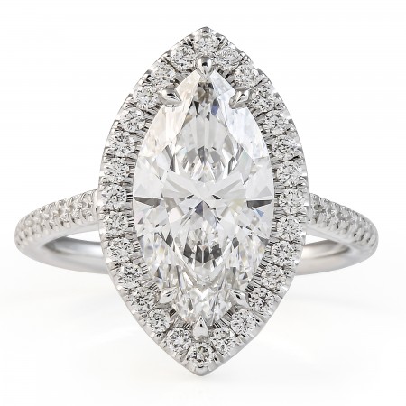 2.73 carat Marquise Shape Lab Diamond Halo Lotus Ring flat