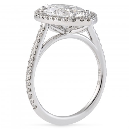 2.73 carat Marquise Shape Lab Diamond Halo Lotus Ring flat