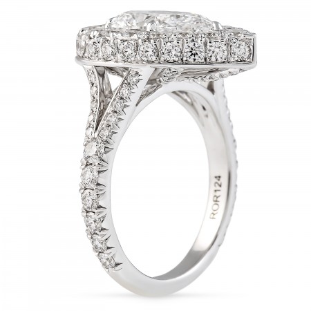 2 carat Pear Shape Lab Diamond Bold Double Edge Halo Ring flat