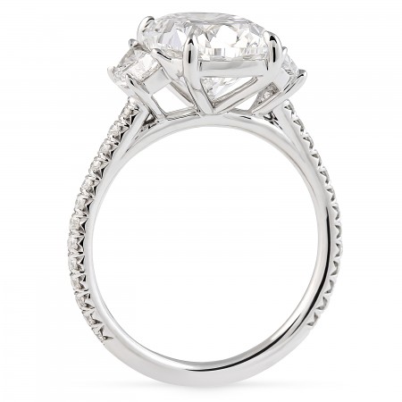 4.01 carat Cushion Cut Lab Diamond Three-Stone Ring flat