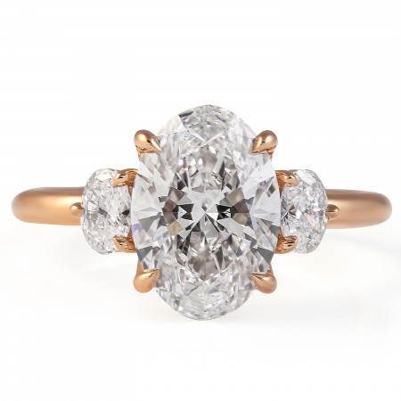 2.29 carat Oval Lab Diamond Three-Stone Lotus Ring flat