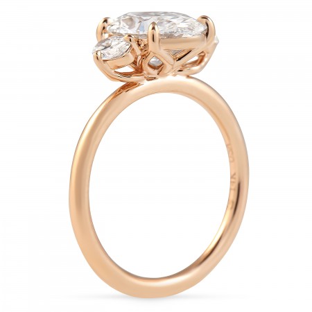 2.29 carat Oval Lab Diamond Three-Stone Lotus Ring flat