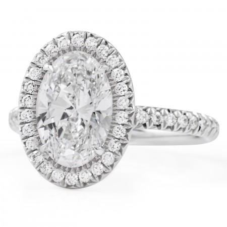 2.09 carat Oval Lab Diamond Fishtail Halo Ring flat