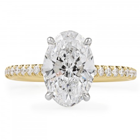 2.34 carat Oval Lab Diamond Pave Cathedral Ring flat