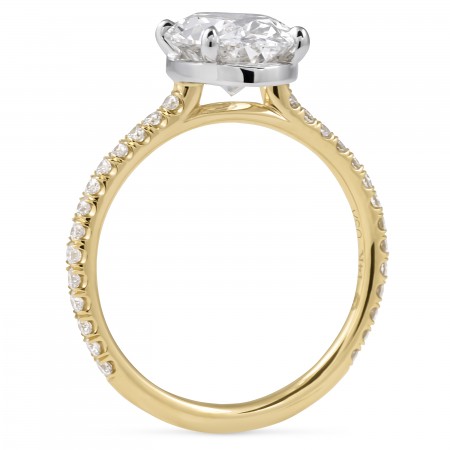 2.34 carat Oval Lab Diamond Pave Cathedral Ring flat