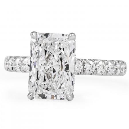 3.28 carat Radiant Cut Lab Diamond Bold Pave Ring flat