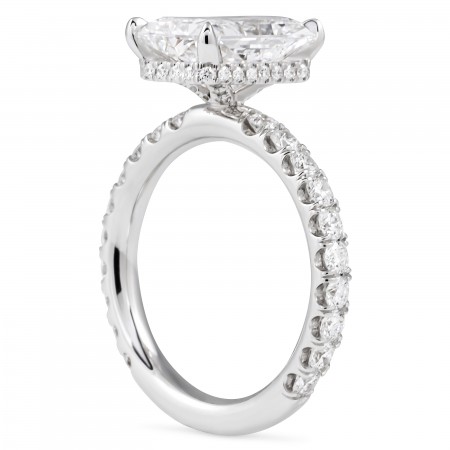 3.28 carat Radiant Cut Lab Diamond Bold Pave Ring flat