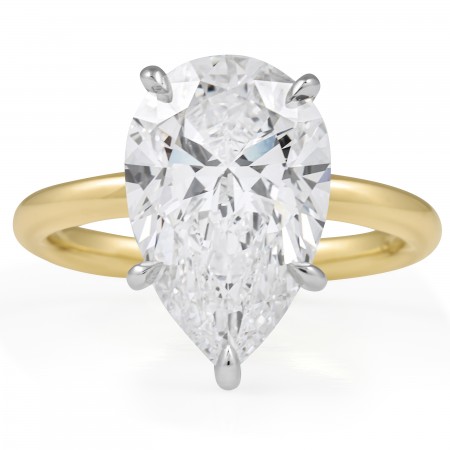 4.34 carat Pear Lab Diamond Solitaire Ring flat