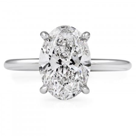 2.55 carat Oval Lab Diamond Pave Basket Solitaire Ring flat