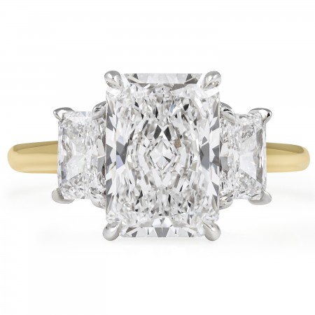 3.02 Radiant Cut Lab Diamond Three-Stone Trilogy Ring flat