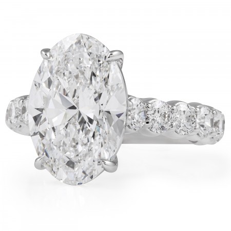 4.56 carat Oval Lab Diamond Prong Set Diamond Band Ring flat