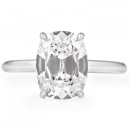 3.03 carat Antique Cushion Lab Diamond Solitaire Ring flat