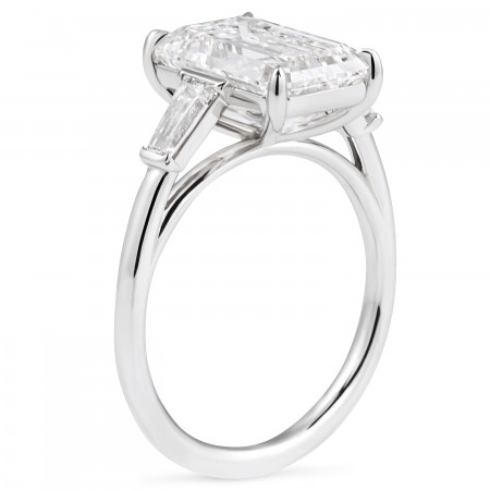4.1 carat Emerald Cut Lab Diamond Three-Stone Ring flat
