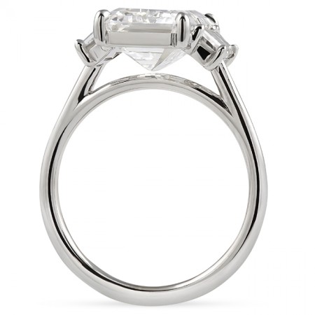 4.10 carat Emerald Lab Diamond Three Stone Ring flat