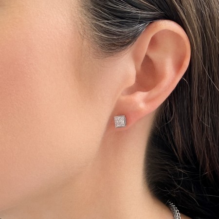 2 carat TW Princess Cut Lab Diamond Bezel Studs flat