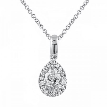 Petite Pear Diamond Halo Pendant