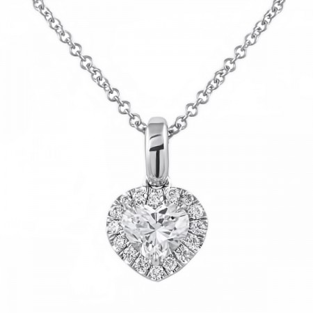 Petite Heart Diamond Halo Pendant