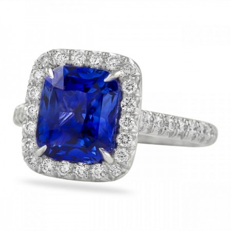 elognated cushion cut sapphire halo engagement ring