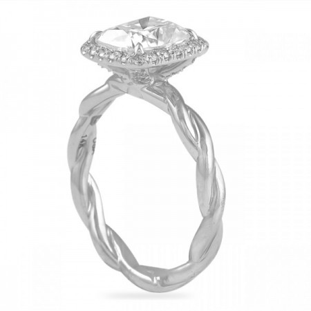Cushion Moissanite Twisted Band Engagement Ring flat