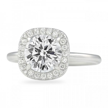 1.72ct Round Diamond In Cushion Halo Engagement Ring front