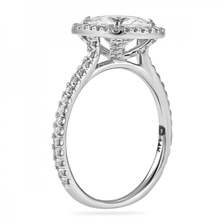 Round Moissanite In Cushion Halo Engagement Ring top