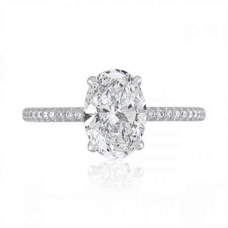1.50ct Oval Diamond Super Slim Band Engagement Ring flat
