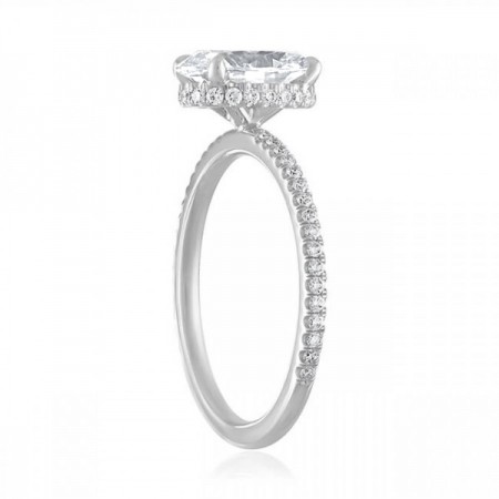 1.50ct Oval Diamond Super Slim Band Engagement Ring flat