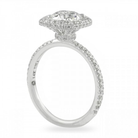 1.40ct Round Diamond in Cushion Halo Engagement Ring top