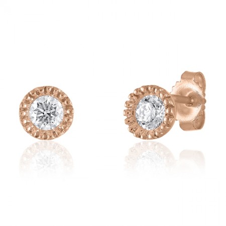 Beaded Bezel Round Diamond Earrings