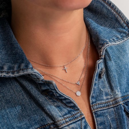 Pave Diamond Disc Necklace 